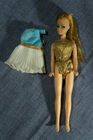 Vintage Topper Dawn Doll With Gold Bathing Suit And Dress