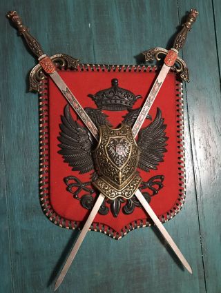 Vintage Coat Of Arms Eagles Swords & Shield Decorative