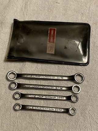 Vintage Sears Craftsman 4 Pc Midget Box End Wrench Set 9 4379 W/ Pouch Wrenches