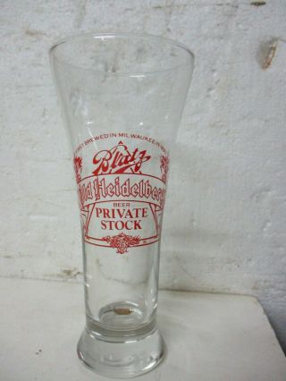 Vintage Blatz Old Heidelberg Private Stock Enamel Beer Glass 6 3/4 " Tall