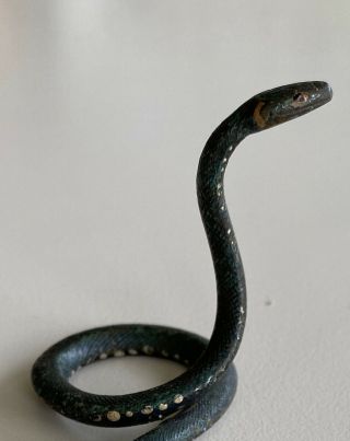 Antique Vintage Bronze Cold Painted Snake - Art Nouveau/deco