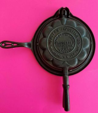 Vintage Antique Griswold,  Western Importing Waffle Iron,  Heart Shaped,  Restored