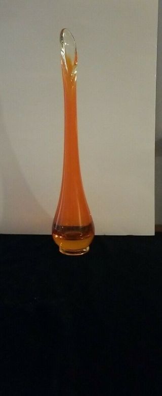 Vintage Viking Glass Epic Swung Bud Vase Persimmon 12 Inch Tall