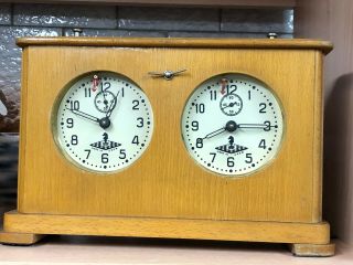 1964 Vintage Wooden Chess Tournament Clock Ussr Soviet Russian Antiques