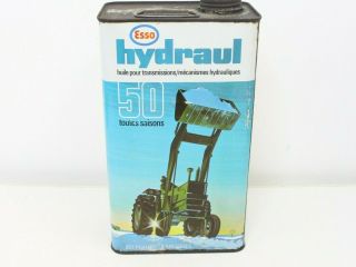 Vintage Esso Hydraulic Transmission Tractor Oil Can Tin Advertising 1 Gallon