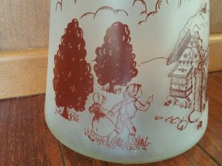Vintage HANSEL and GRETEL GINGERBREAD HOUSE GLASS COOKIE JAR & NURSERY RHYME 3