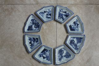 Vintage Chinese Porcelain Blue Painting Sweet Meat Plates