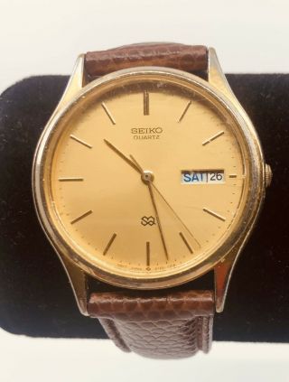 Seiko Day/date Vintage Mens Dress Watch 5y23 - 7079 A4,  Gold Face,  Battery