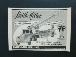 Vtg Rare 1951 Dealer Ad - Smith Miller Smfd Mack Fire Ladder Truck 1950’s