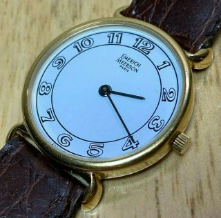 Vintage Emerich Meerson Paris France Gold Tone Analog Quartz Watch Hour Batt