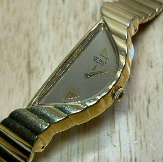 Vintage Seiko 1f20 - 5d59 Lady Asymmetrical Gold Tone Quartz Watch Hour Batter