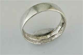 Vintage Wwi 1916 ? Trench Art Hammered Coin Ring Size 8 French Silver Franc