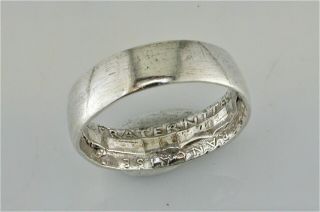 Vintage WWI 1916 ? Trench Art Hammered Coin Ring Size 8 French Silver Franc 2