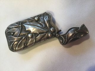 Antique Whiting Sterling Silver Match Safe,  Vesta Case.  Repousse Holly & Berries