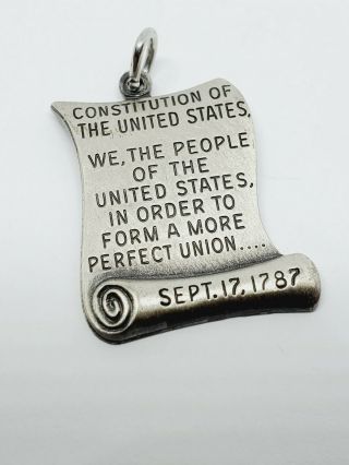 Vintage Sterling Silver United States Constitution Charm " We The People.  "