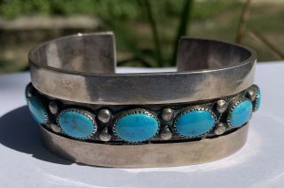 Frank Patania Sr Thunderbird Shop Sterling Silver Gem Turquoise Cuff Bracelet