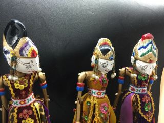 Wayang Golek Indonesian Rod Puppets - Set Of 3 - Java Vintage 3