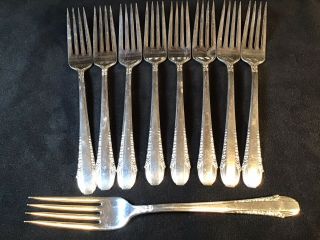 Set Of 9 International “enchantress” Sterling Silver Forks 453g Scrap Or Not.