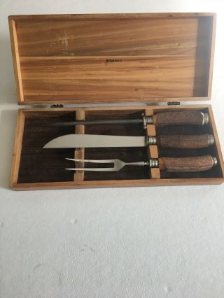 Vintage Robeson Germany Stainless Steel 3 Piece Carving Set