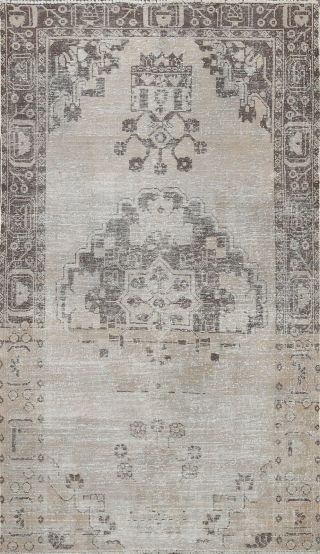 Antique Muted Distressed Geometric Hamedan Area Rug Hand - Knotted Oriental 4 