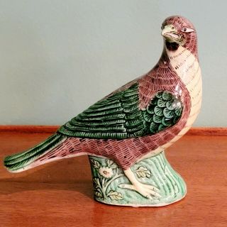 Antique Chinese Export Famille Verte Figure Of Dove