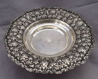 Persian Middle Eastern Sterling Silver Hallmarked Repousse Footed Bowl 415 Grams