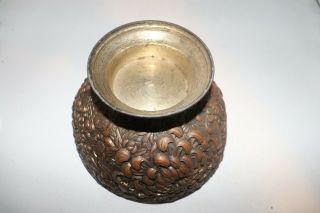 Antique 19th C Japanese Meiji Repousse Chrysanthemum Copper Bronze Metal Bowl 5