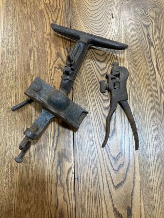 Vintage Saw Vise And Ec Stearns Saw Tooth Setter