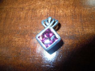 Vintage Sterling Silver Purple Amethyst Square Cut Gemstone Pendant