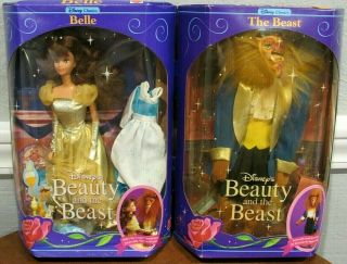 Vintage 1991 Disney Classics Series " Beauty & The Beast " Dolls - Mib