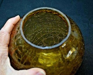 Vintage Crackle Glass BALL Globe Shade - HONEY YELLOW / AMBER 2