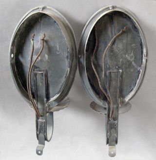 Pair Antique Vintage Cut Mirrored Oval Candle Wall Sconces 6