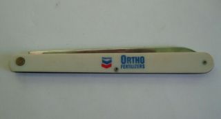 Vintage " Colonial " Chevron Gas Logo Long/thin Made In Usa Pocket Knife