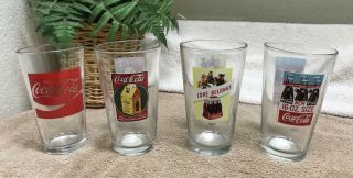 Coca - Cola Vintage Collectible Drinking Glasses Advertising 16oz Libby Set Of 4