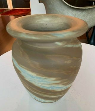 Vintage Evans Art Pottery Mission Swirl Jug Vase Similar To Niloak 5.  5 "