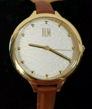 Robert Lee Morris Rlm Gold Tone Moon Crater Watch Skinny Leather Battery