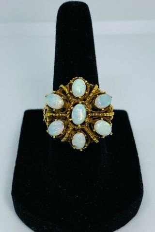 Vintage - Antique Art Deco (1920s) Opal 14k Solid Gold Cocktail Ring (size 6.  75)