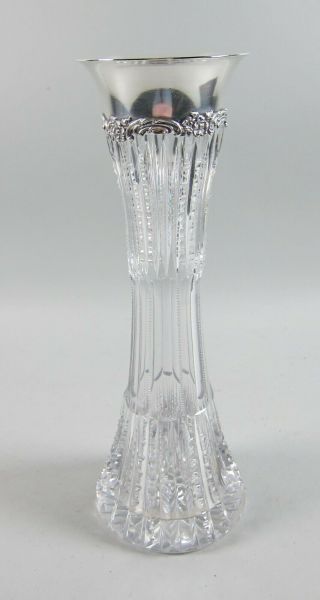 A Lebkuecher Sterling Mounted American Brilliant Cut Glass Vase C.  1890