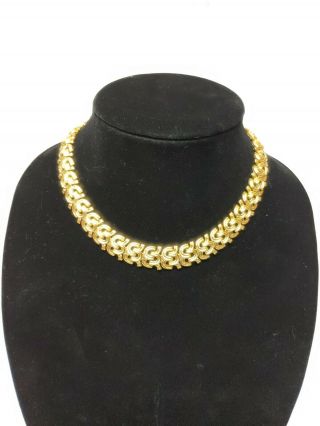 Vintage Monet Gold Tone Ornate Choker Necklace 14 " - 16 "
