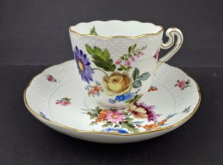 Antique Herend Tea Cup & Saucer Meissen Style