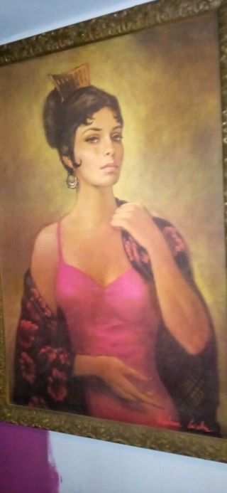 Vintage Carmen By Barbara Weber Painting With Frame
