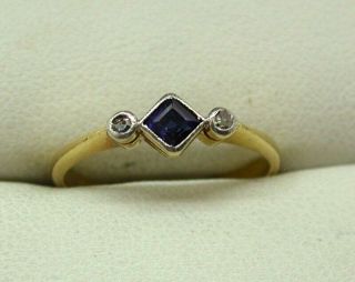Antique 18 Carat And Platinum Small Sapphire And Diamond Ring Size L.  1/2