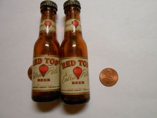 Vintage Red Top Beer Salt & Pepper Shakers Mini Bottles