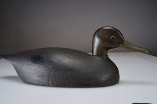 Vintage Hand Carved Wood Painted Duck Decoy By Billy Ellis Of Whitby,  Ontario Ca