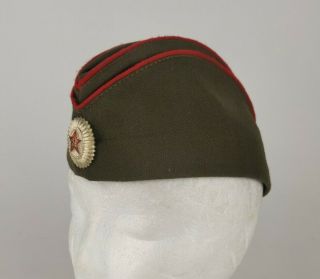 Vintage Cold War Era Soviet Russian Army Mvd Officer Side Cap Hat W/ Badge