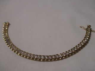 Vintage Sterling Silver 18k Gold Clad 7 " Cz Tennis Bracelet - 14.  4 Grams.