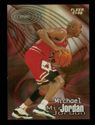 1997 - 98 Fleer Zone 10 Michael Jordan Tough Insert Card Hof Bulls Sharp