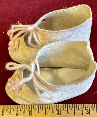 Vintage Leather Doll Shoes And Stockings For Antique Bisque Or Early Doll