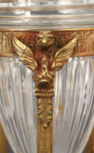 Small 19thC Antique Gold Gilt Bronze Eagle Head & Cut Glass Vase, 5