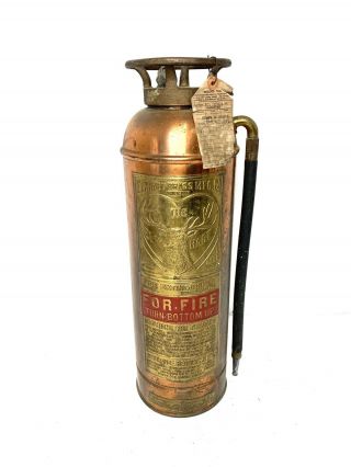 Elkhart Fire Extinguisher Vintage Antique Large Elk Copper - Empty